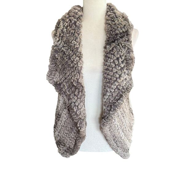 Bagatelle Draped Open Front Faux Fur Vest Women’s M Gray Animal Print Mob Wife - Picture 1 of 9